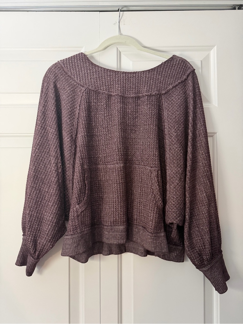 We The Free Mauve Waffle-Knit Scoop Pullover